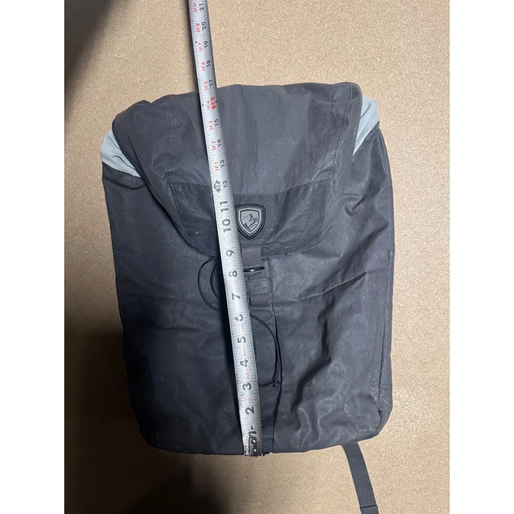 KHUL Black Backpack Born in‎ the Mountains Logo Drawstring Top Flap Closure $200
